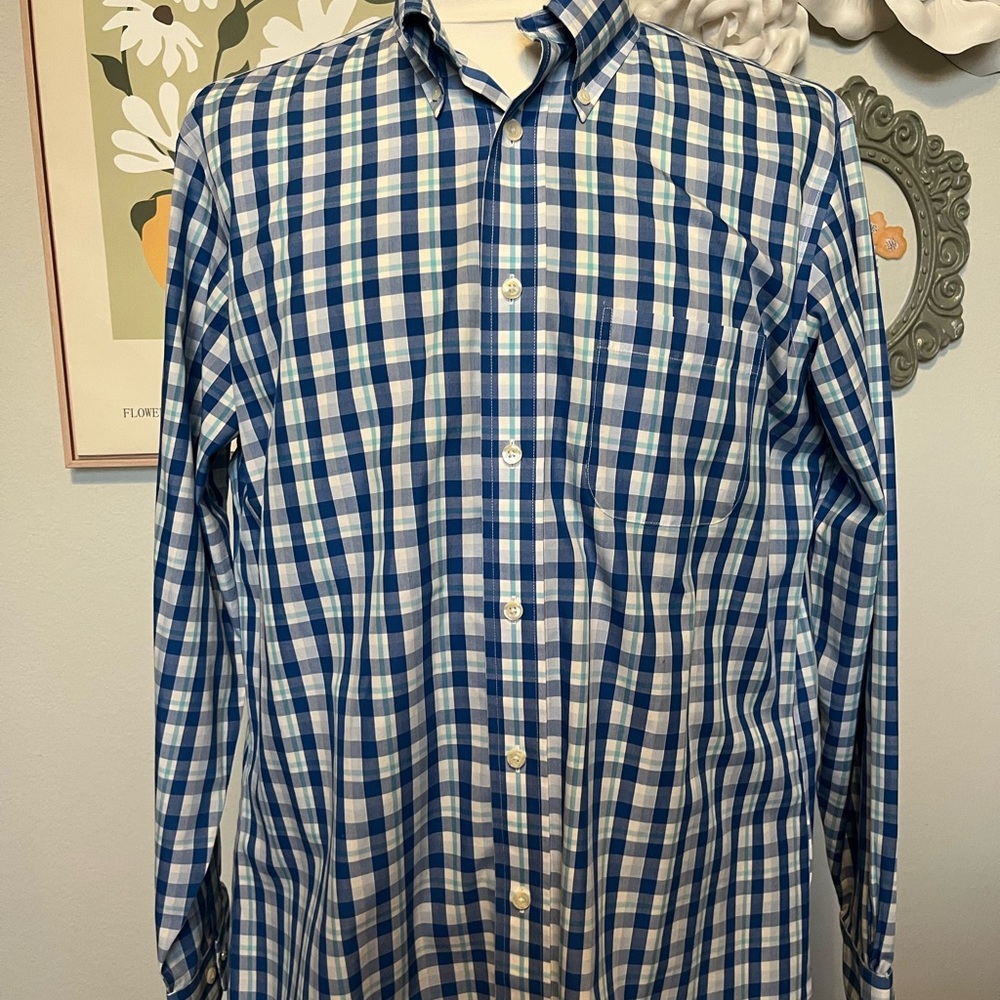 Brooks Brothers Navy and White Plaid Shirt